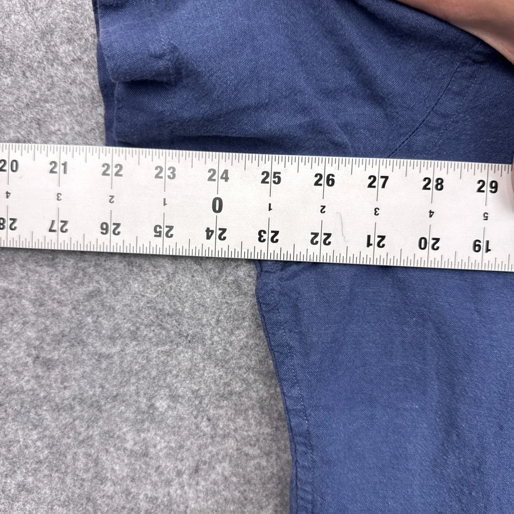 Banana Republic Mens Blue Linen Cotton Short Sleeve Button Down Shirt Large